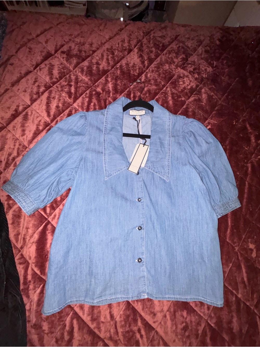 Light Blue Denim Crop Shirt